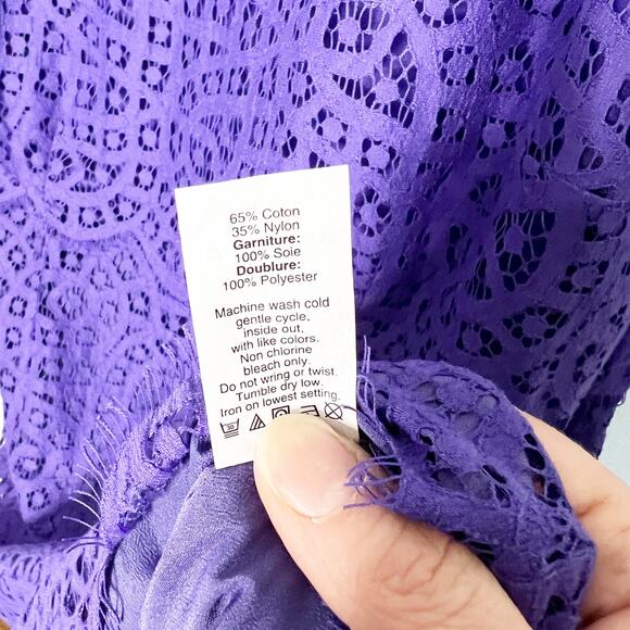 J.Crew Sleeveless Sheath Dress Purple Eyelet Lace Size 6 - Picture 5 of 5